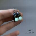 Kolczyki Mint & Denim Blue z jadeitem i szkłem - srebrne bigle 925