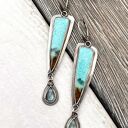 chryzokola, kyanit i słodkie popołudnie - srebrne kolczyki