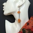 Oryginalne kolczyki z bursztynów bałtyckich mlecznego i koniakowego Prezent