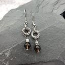 Kolczyki chainmaille z kwarcem dymnym 