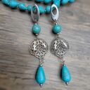 Kolczyki Ażurowy Liść Turkusowy Howlit