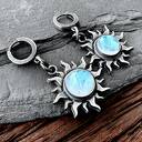 Srebrne kolczyki symbol Słońca z kamieniem księżycowym 11 mm