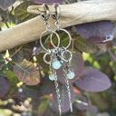 Chalcedon i koniczynka - srebrne kolczyki