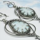 Larimar w srebrze 925 i 999 - kolczyki Lethias w technice wire wrapping