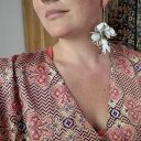 Kolczyki ślubne białe - lekkie folk boho Frida