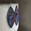 Kolczyki ze srebra i mosiądzu Fish Dark Ruby & Deep Blue