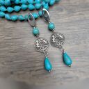 Kolczyki Ażurowy Liść Turkusowy Howlit