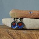 Kolczyki Folk Kwiaty Mini Blue & Red ze srebra 925 i emalii