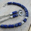 Satynowe walce z lapis lazuli - kolczyki z oksydowanego srebra 925