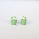 Kolczyki sztyfty matcha latte z listeczkiem - ręcznie robione
