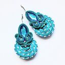 Kolczyki Haftowane Sutasz Turquoise Spiral - Turkusowa Spirala w stylu boho