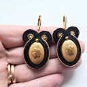 Kolczyki haftowane sutaszowe Gold Flower