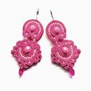 Kolczyki sutaszowe ręcznie haftowane Cold Pink