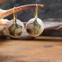 Kolczyki ceramiczne z liściem miłorzębu - zielone eko, ręcznie robione