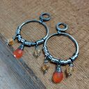 Kolczyki - karneol z cytrynem na kole