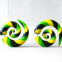 Duże kolczyki spiralki Jamaica typu fake plug - przód i tył
