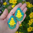 Kolczyki sutasz turkusowo -żółte