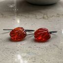 Kolczyki Red Glass - czerwone kwiaty ze szkła butelkowego i srebra 925