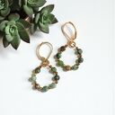 Delikatne kolczyki turkus afrykański - wianki na biglach angielskich