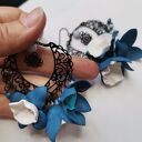Kolczyki lekkie kolorowe w stylu folk - niebieskie kwiaty handmade