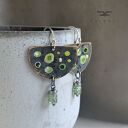 Kolczyki Green Dots & Apatite - zielone geometryczne kropki z apatytu, mosiądzu i srebra 925