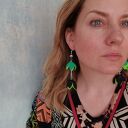Kolczyki Kwiaty Zielone Długie Boho - Frida