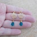 Ażurowe kolczyki z morskim kwarcem