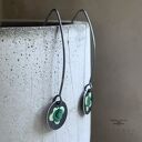 Kolczyki Polne Kwiaty - Malachite & Pastel Green (srebro 925, emaliowane kwiaty)