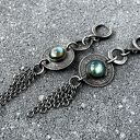 Srebrne kolczyki Tribal z naturalnym labradorytem - boho handmade