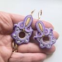 Lilac kolczyki sutasz - ręcznie haftowane (5 cm)
