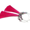 Długie kolczyki boho koła z chwostami - stal szlachetna i Swarovski