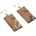 Prostokątne skórzane kolczyki wiszące ze stalą szlachetną brązowy