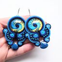 Kolczyki haftowane sutaszowe Baltic Sea