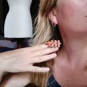 Drewniane kolczyki boho "Jeśli jesteś pięciopalczakiem, możesz być jej chłopakiem" - beżowe folk & etno