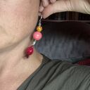 Kolczyki boho z piankową lakierowaną dziką różą - autorski projekt Ruda Klara