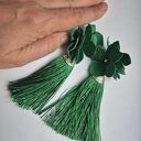 Kolczyki zielone duże chwosty handmade boho