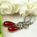 Srebrne kolczyki z agatem w kwiatach carmen a850