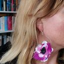Kolczyki Boho Kwiaty - lekkie fioletowo-różowe