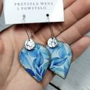 Kolczyki decoupage wiszące z liśćmi i żywicą - stal chirurgiczna