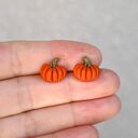Pomarańczowe dynie - kolczyki wkrętki handmade na jesień i Halloween