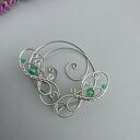 Oryginalne nausznice z zielonym agatem - wire wrapping
