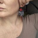 Kolczyki futro i pompony - lekkie, ręcznie robione boho