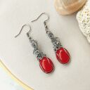 Kolczyki Jadeit Czerwony stal chirurgiczna handmade