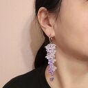 Długie kolczyki grona, matowe dzwoneczki, fioletowe