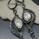 Kolczyki z kamieniem księżycowym Elerrina - srebro 999/930, wire wrapping