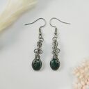 Kolczyki Agat Mszysty stal chirurgiczna handmade wirewrapping