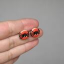 Lekkie kolczyki - pączki dyniowe z pajączkami (12 mm)