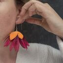 Kolczyki kwiaty boho pomarańczowo bordowe - lekkie wiszące