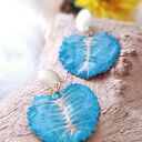 🌿 Duże, letnie kolczyki mosiężno-miedziane w kształcie liścia - turkusowa bajka z nutą lata 🌞