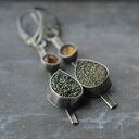 srebrne kolczyki z agatu druzy oraz cytrynu